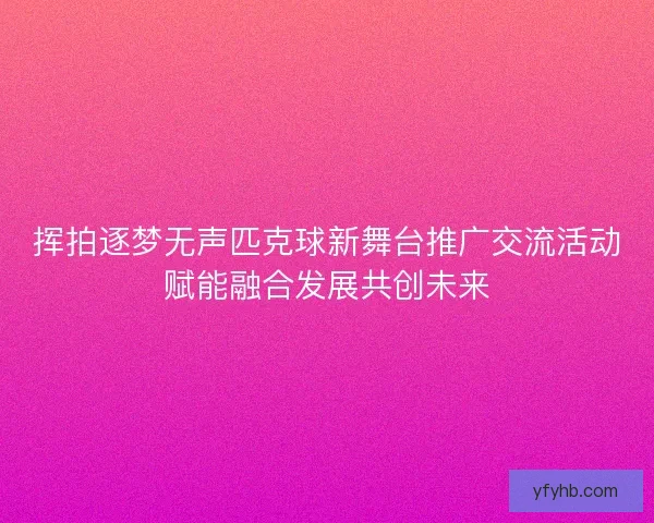 挥拍逐梦无声匹克球新舞台推广交流活动赋能融合发展共创未来