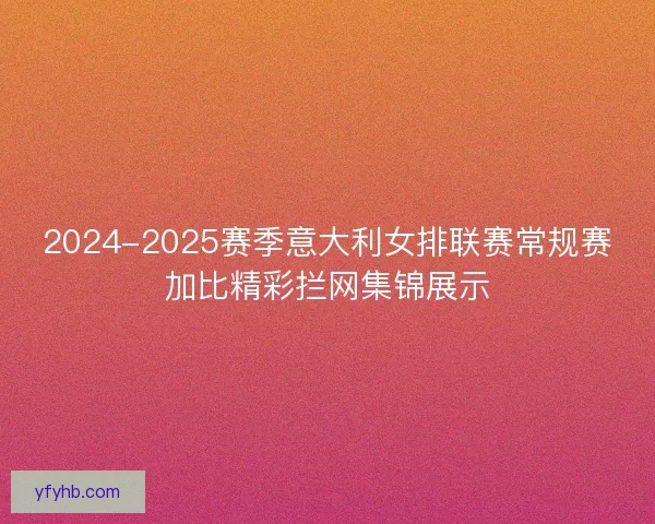 2024-2025赛季意大利女排联赛常规赛加比精彩拦网集锦展示
